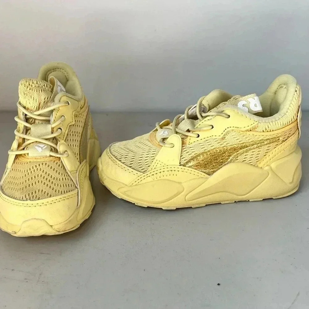 PUMA Kids' Girls RS-X Running System Sneakers Shoes In Yellow Glittered